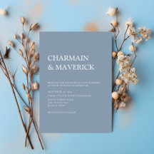 Faire-part de mariage bleu outremer simple