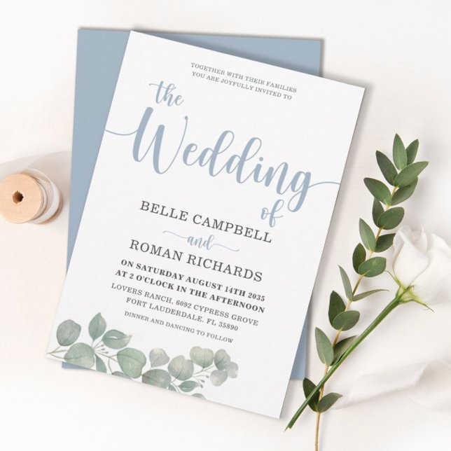 Faire-part de mariage Bleu Poussiéreux Eucalyptus  (Créateur téléchargé)