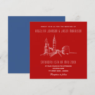 Faire-part de mariage bleu rouge Londres