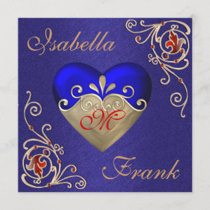 Faire-part de mariage BLEU ROYAL au coeur magnifiq