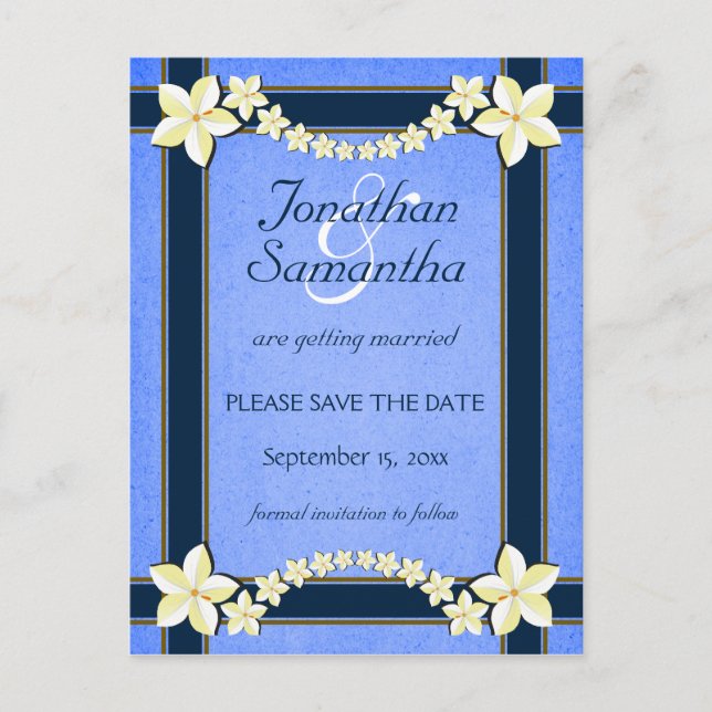 Faire-Part de Mariage Bleu Rustique Save The Date (Devant)