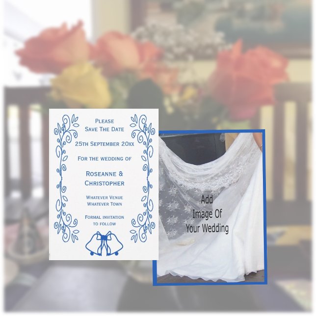 Faire-part de mariage bleu saphir cloches (Créateur téléchargé)