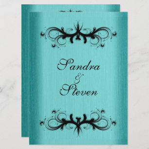 Faire-part de mariage bleu turquoise
