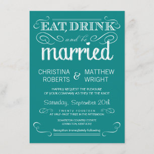 Faire-part de mariage bleu turquoise de