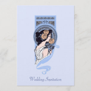 Faire-part de mariage bleu vintage de beauté de