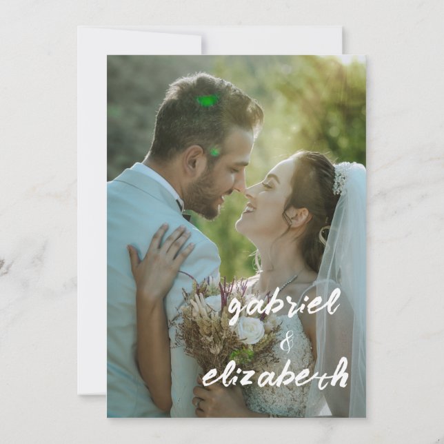 faire-part de mariage bleue élégante et simple (Dos)