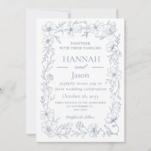 Faire-part de mariage Blissful Blue Blooms