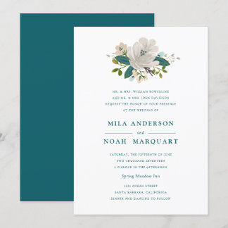 Faire-part de mariage Blooms turquoises