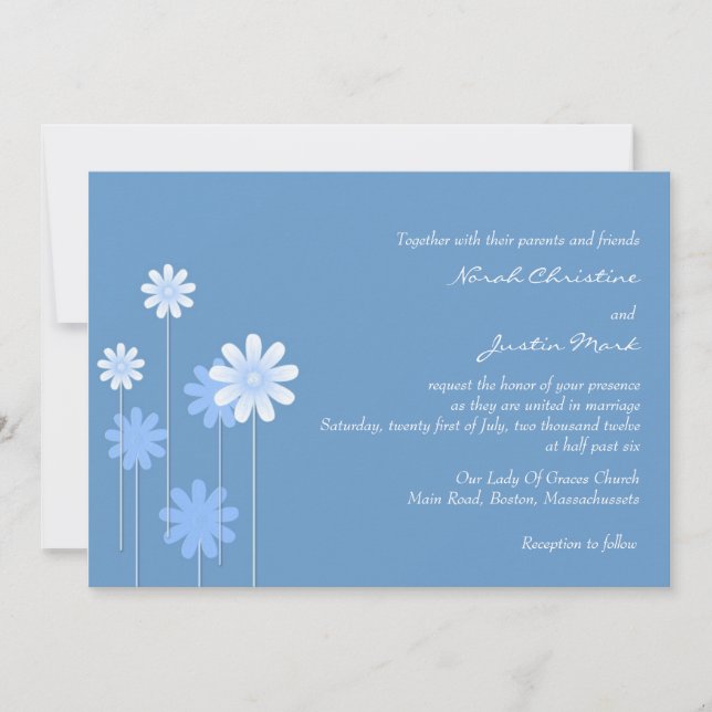 Faire-part de mariage Blue Daisy (Devant)