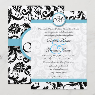Faire-part de mariage Blue Damask Fils 5 x 7