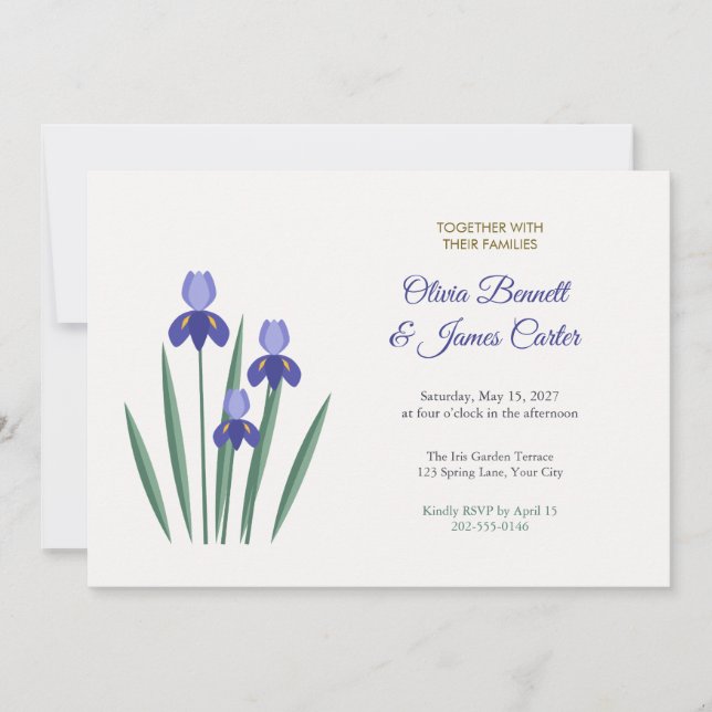 Faire-part de mariage Blue Iris Garden (Devant)