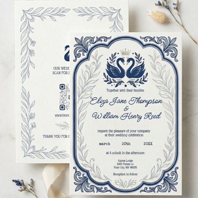 Faire-part de mariage Blue Swan (Créateur téléchargé)