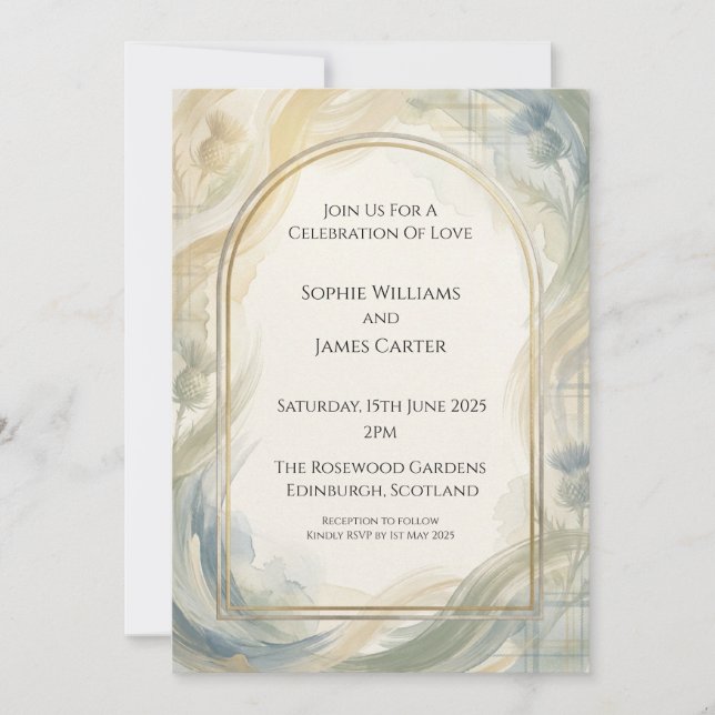 Faire-part de mariage Blue Thistle (Devant)