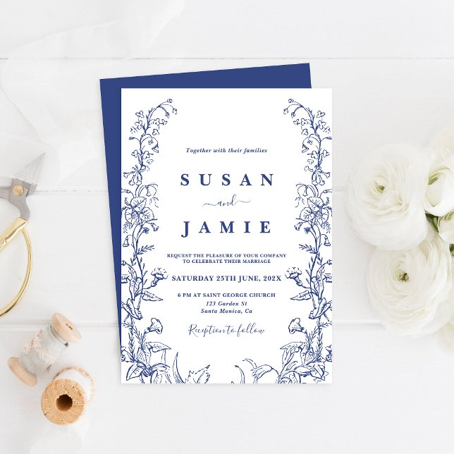 Faire-part de mariage Blue Toile de la Marine (Créateur téléchargé)