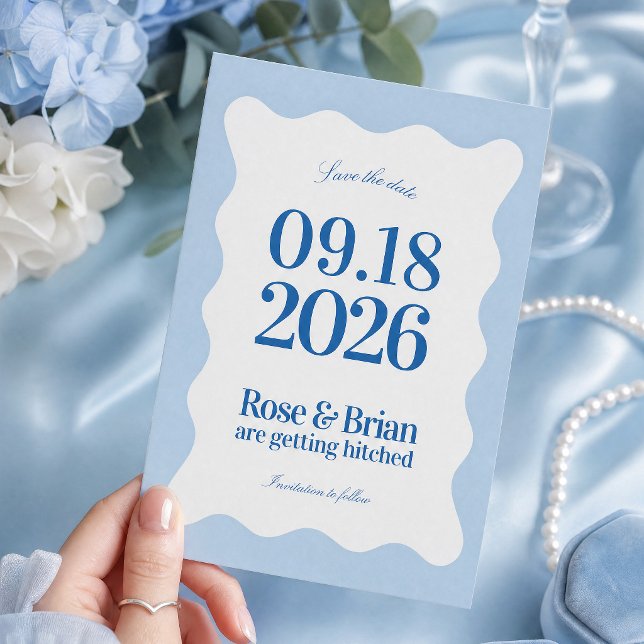 Faire-part de mariage Blue Wavy Cabana (Créateur téléchargé)
