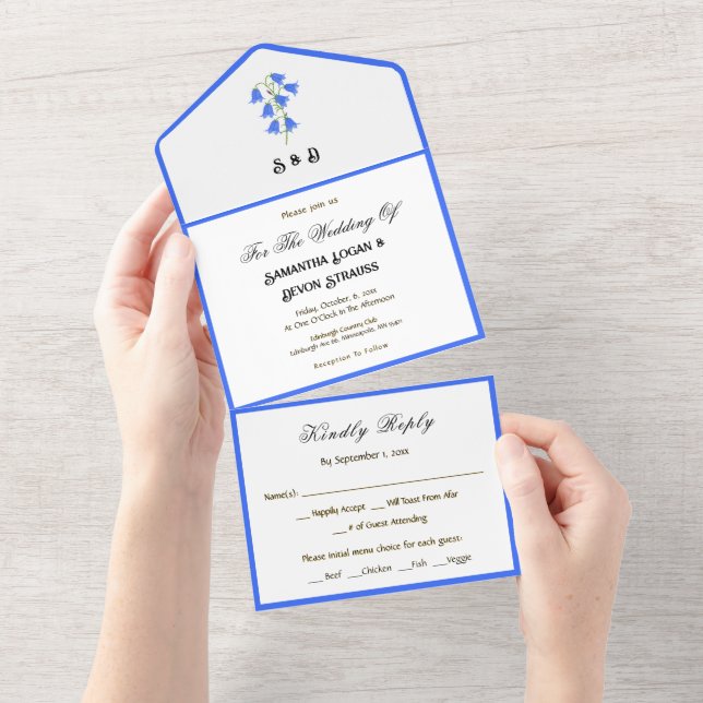 Faire-part de mariage Bluebells All in One (Déchirure)
