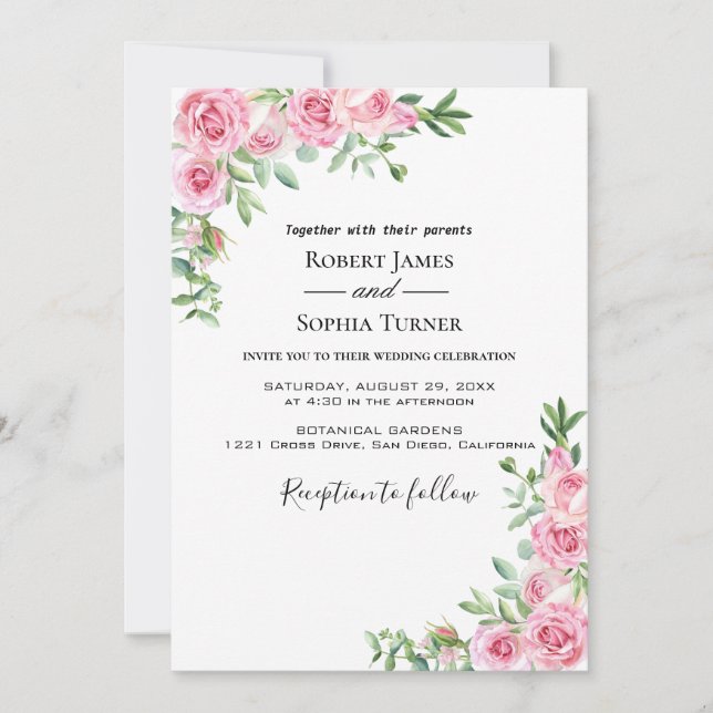 Faire-part de mariage Blush Pink Bloom (Devant)