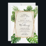 Faire-part de mariage Blush Tropical Palm<br><div class="desc">Cette invitation de mariage audacieuse et élégante présente des feuilles de palmier tropicales sauvages avec des accents roses et géométriques - parfait pour les mariages de destination,  de plage ou d'été. Un design tropical moderne chic,  amusant et entièrement personnalisable pour votre grand jour.</div>
