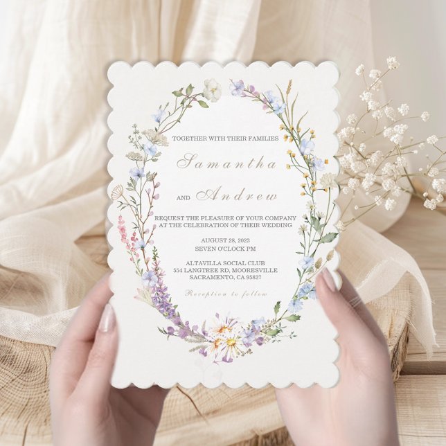 Faire-part de mariage bohème à fleurs sauvages (Créateur téléchargé)