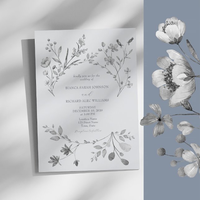 Faire-part de mariage Bohème Argent Bleu (Créateur téléchargé)