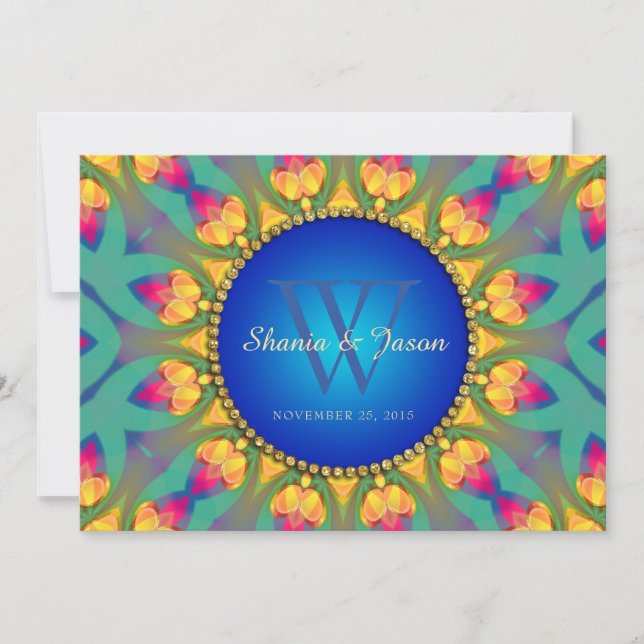 Faire-part de mariage bohème avec monogramme et to (Devant)
