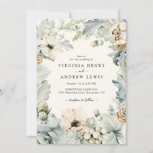 Faire-part de mariage Bohème Bleu Poussiéreux