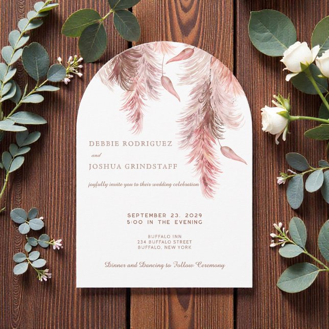 Faire-part de mariage bohème champêtre Pampas  (Créateur téléchargé)
