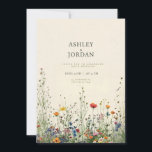 Faire-part de mariage Bohème Fleur des champs Crèm<br><div class="desc">Cette élégante invitation de mariage présente un délicat fond crème orné d'un magnifique ensemble de fleurs des champs. Des teintes douces de rose blush, de lavande délicate et de verts atténués créent une ambiance fantaisiste et romantique. Les fleurs des champs sont disposées artistiquement autour des bords, encadrant le texte avec...</div>