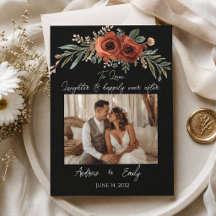 Faire-part de mariage bohème floral en terre cuite