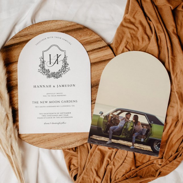 Faire-part de mariage bohème floral | Monogramme V (Créateur téléchargé)