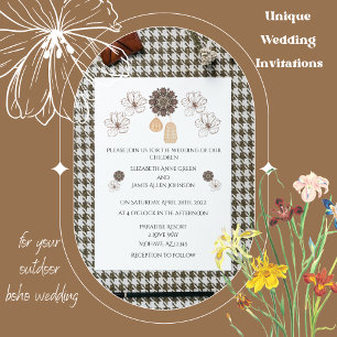 Faire-part de mariage bohème floral rustique minim