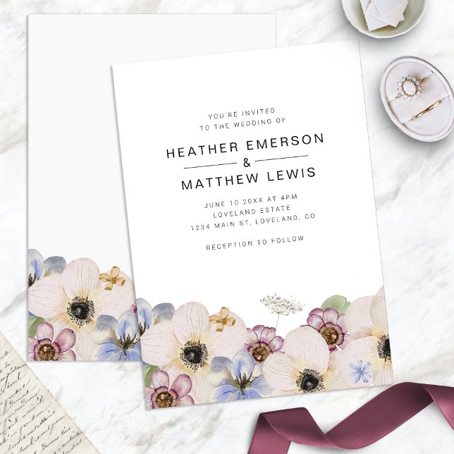 Faire-part de mariage bohème floral simple (Simple Floral Watercolor Boho Wedding Invitation by Painted Paperie
)