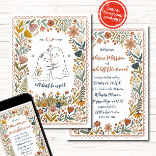 Faire-Part de Mariage Bohème Mignon Fantômes