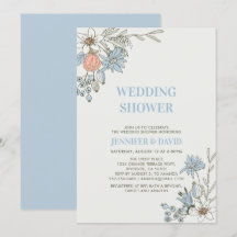 Faire-part de mariage Bohème Printanier Bleu pour 