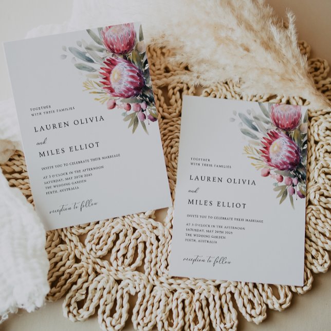 Faire-Part de Mariage Bohème Protea Autochtone (Créateur téléchargé)