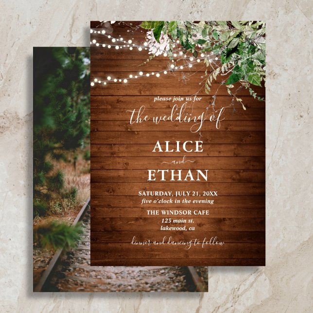 Faire-part de mariage bohème rustique en bois avec (Créateur téléchargé)