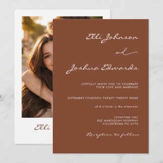 Faire-part de mariage bohème terracotta minimalist