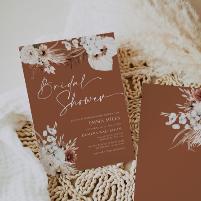 Faire-Part de Mariage Bohème Terracotta Pampas (Créateur téléchargé)