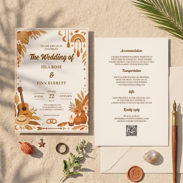 Faire-part de mariage Boho (Créateur téléchargé)