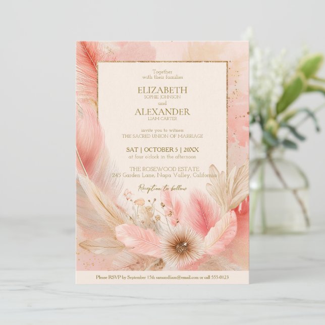Faire-part de mariage Boho Blossom (Debout devant)