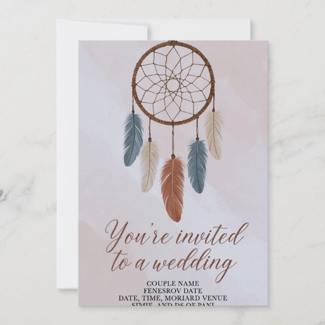 Faire-Part de Mariage Boho Dreamcatcher | Bohème R (Devant)