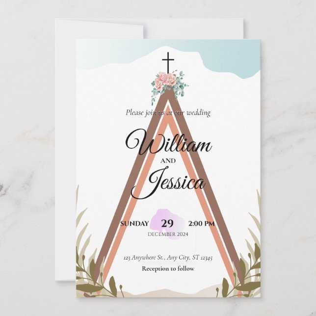 Faire-part de mariage Boho simple personnalisé (Devant)