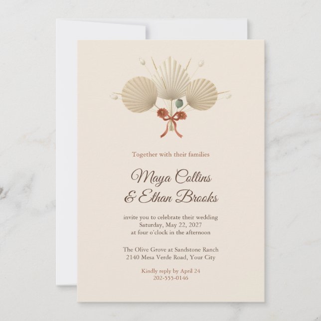 Faire-part de mariage Boho Sun Palm Spears (Devant)