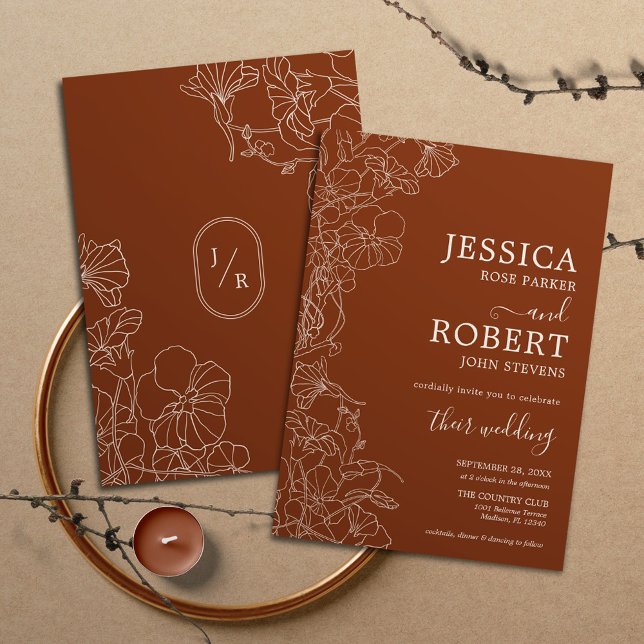 Faire-part de mariage Boho Terracotta moderne (Créateur téléchargé)
