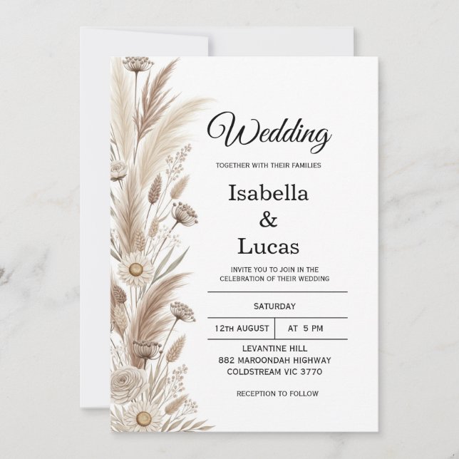 Faire-part de mariage Boho Watercolor (Devant)