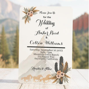 Faire-part de mariage Boho Western Mountain