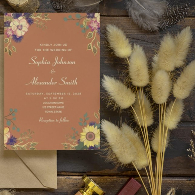Faire-part de mariage Boho Wildflowers (Créateur téléchargé)