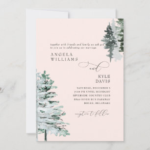 Faire-part de mariage Bois hivernal Rose