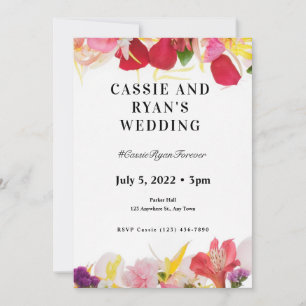 Faire-part de mariage bordé de fleurs sauvages