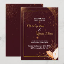 Faire-part de mariage bordeaux avec des couleurs d